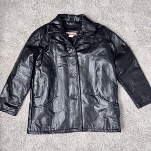 Vintage Tudor Court Black Patchwork Leather Jacket Women L Fur Lined Removable